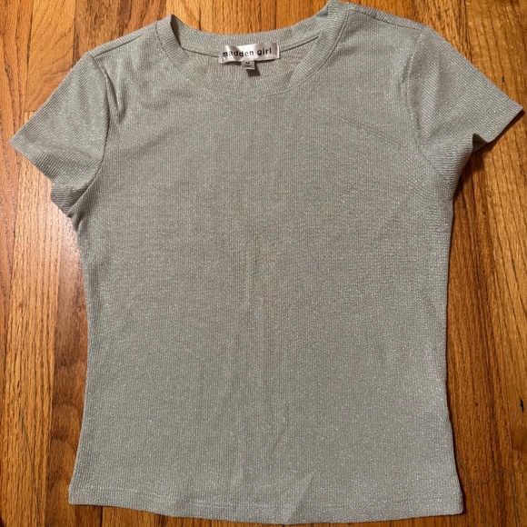 Cropped Short-Sleeve Ribbed Tee - Light Mint - Picture 2 of 14